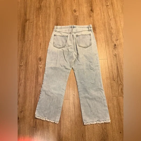 FRAME Le Jane Crop Straight Leg Blue Light Wash Jeans Size 30